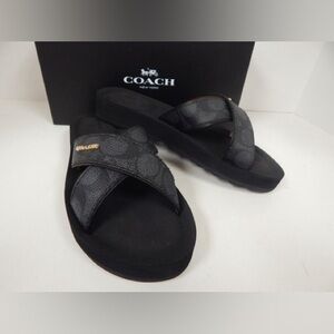 Coach Dark Gray  Slide Sandals nwb